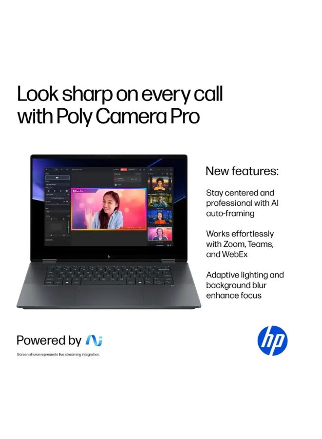 HP Copilot+ PC OmniBook X Flip 2-in-1 Laptop With 16-Inch 2K Touch-Screen Display, Intel Core Ultra 7 256V Processor/16GB RAM/1TBSSD/Windows 11 Eclipse Gray Eclipse Gray - Image 5