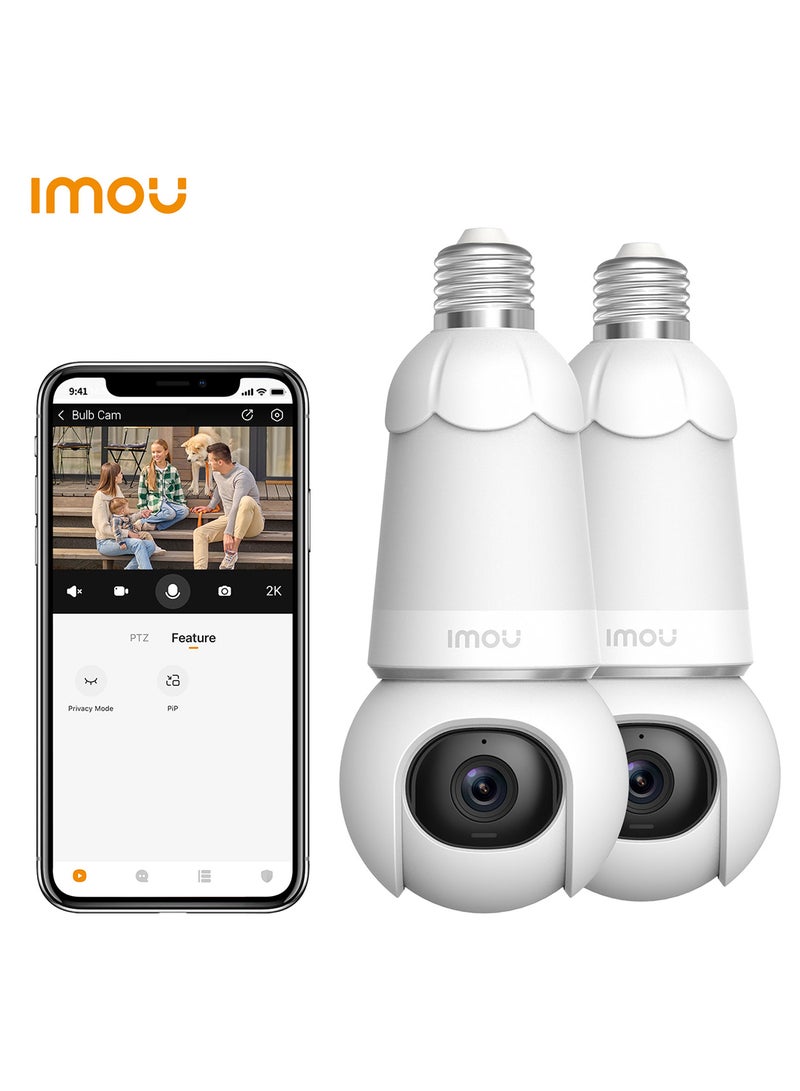 ايمو Imou Pack of 2  Bulb Camera 2K 3MP , Full Color Night Vision, 2-Way Audio, Smart Tracking, AI Human & Vehicle Detection.Privacy Mode,Active Deterrence - Image 1