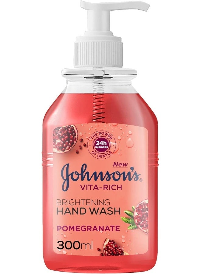 Johnson's Vita-Rich, Brightening Hand Wash, Pomegranate, 300 ml Pomegranate 1 Count (Pack of 1)ml