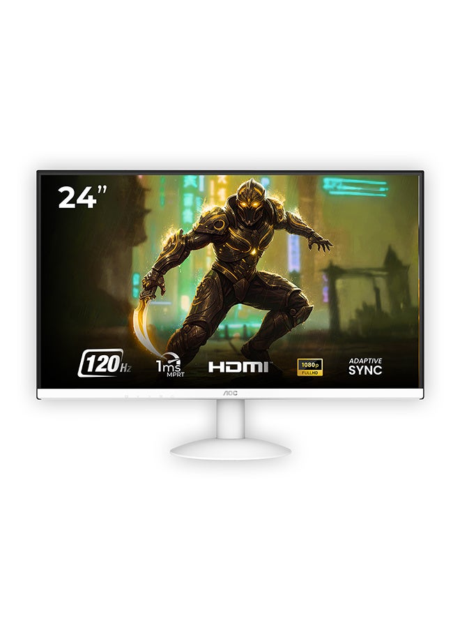 AOC 24 inch FHD 120hz 1ms IPS 3 side borderless Monitor, Wide Viewing Angle, Low Blue Mode & eye protection, HDMI 1.4×1, VGA×1 White - Image 1