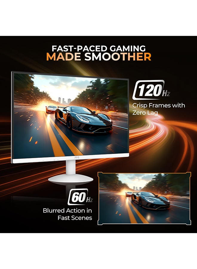 AOC 24 inch FHD 120hz 1ms IPS 3 side borderless Monitor, Wide Viewing Angle, Low Blue Mode & eye protection, HDMI 1.4×1, VGA×1 White - Image 2