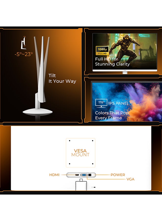 AOC 27 inch FHD 120hz 1ms IPS 3 side borderless Monitor, Wide Viewing Angle, Low Blue Mode & eye protection, HDMI 1.4 × 1, VGA × 1 White - Image 4