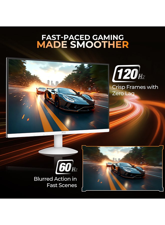 AOC 27 inch FHD 120hz 1ms IPS 3 side borderless Monitor, Wide Viewing Angle, Low Blue Mode & eye protection, HDMI 1.4 × 1, VGA × 1 White - Image 2