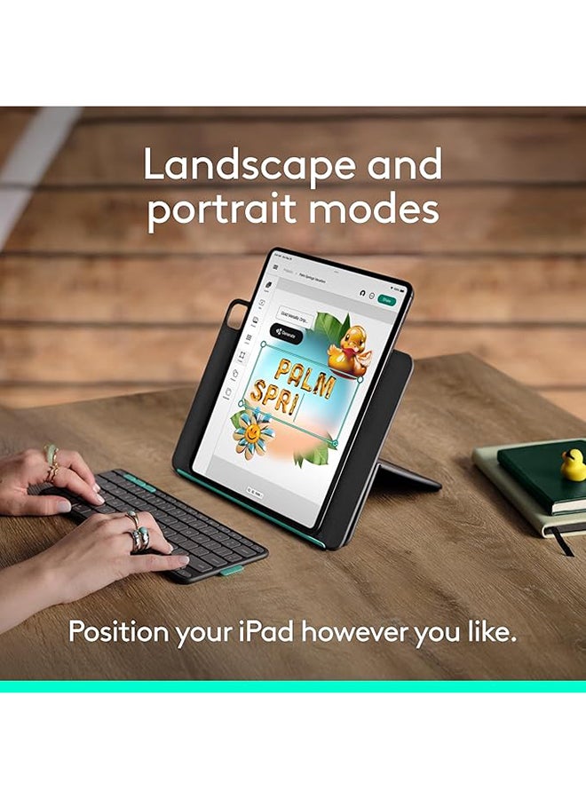 Logitech Flip Folio, Keyboard Case for iPad Pro 13-inch (M4) And iPad Air 13-inch (M2 And M3) (2024, 2025) - Protective And Stowable Bluetooth Keyboard Case, Multi-Device - Graphite - Image 5