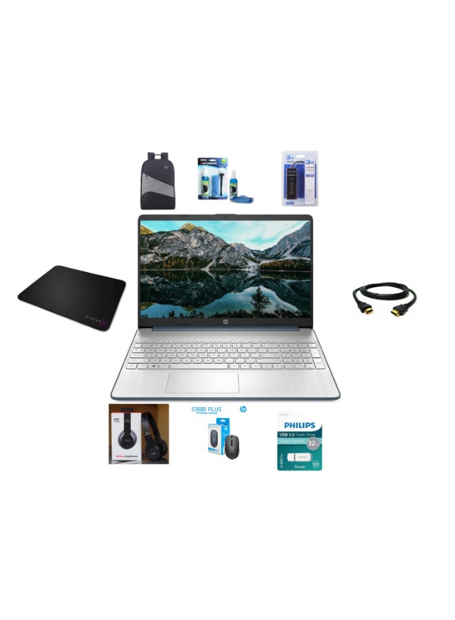 (Upgraded Version) 2025 Newest 15-dy5885wm Laptop With 15.6-Inch FHD Display, Core i5-1235U Processor/64GB RAM/512GB SSD/Intel Iris Xe Graphics/Windows 11 Home FREE 8-In-1 Accessories / Blue English/Arabic Blue