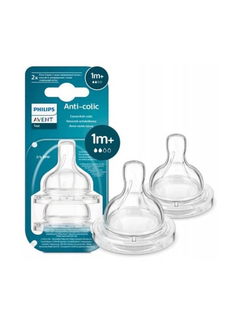 حلمة فيليبس أفنت المضادة للمغص للأطفال تدفق بطيء 1م+ (عبوة 2)
