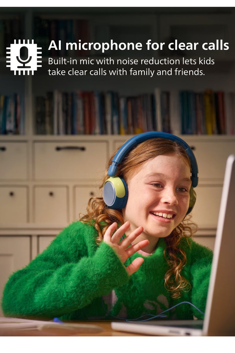 فيليبس TAK2000MP Kids On-Ear Wired Headphones with Mic, Volume Limited to 85dB, Clear Calls, Durable & Foldable, 3.5mm to USB-C Cable Included, Comfortable Fit, Over-Ear Headset for Online Learning, School, Travel, Play (Magenta Purple) purple - Image 5