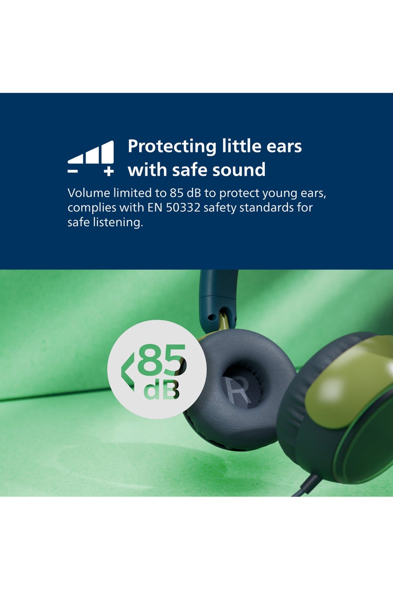 فيليبس TAK2000MP Kids On-Ear Wired Headphones with Mic, Volume Limited to 85dB, Clear Calls, Durable & Foldable, 3.5mm to USB-C Cable Included, Comfortable Fit, Over-Ear Headset for Online Learning, School, Travel, Play (Magenta Purple) purple - Image 3