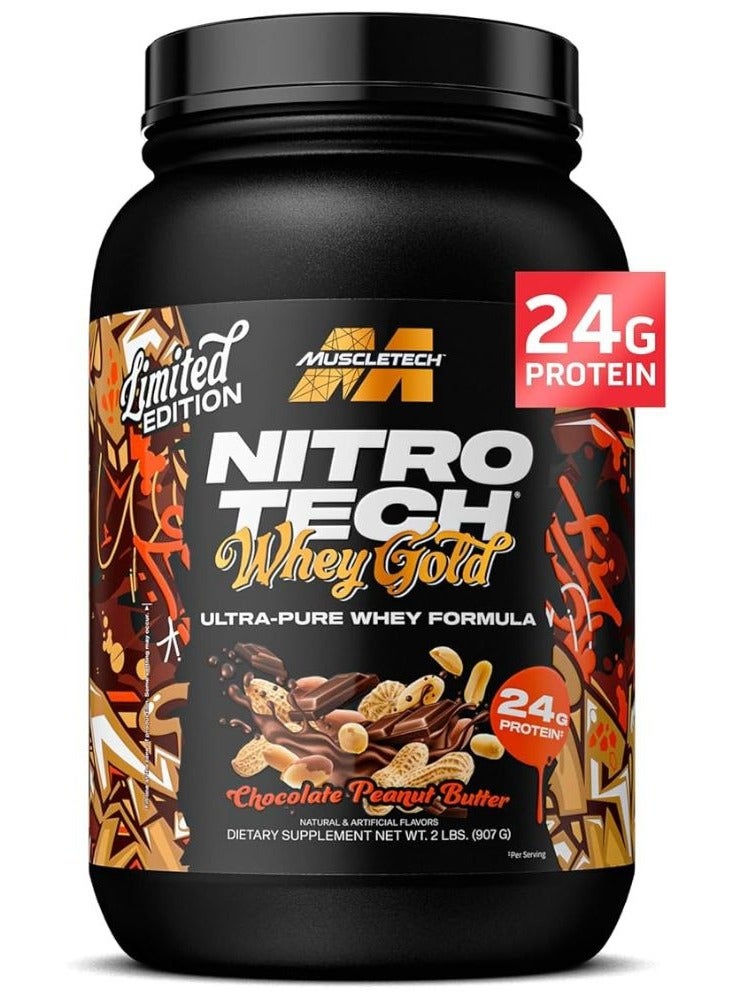 MuscleTech Nitro Tech Whey Gold, Chocolate Peanut Butter, 2 LB, Build More Strength and Muscle