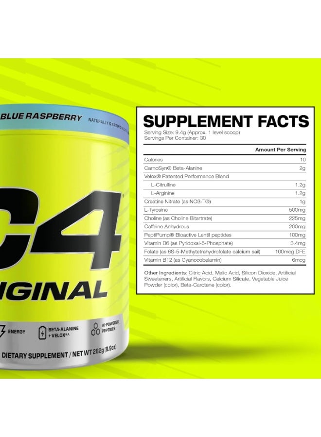 سيلوكور مسحوق C4 الأصلي قبل التمرين – نكهة الأزرق الجليدي، 30 حصة | مشروب طاقة خالي من السكر مع 150 ملغ كافيين، بيتا ألانين وفيتامين C – للرجال والنساء - Image 2