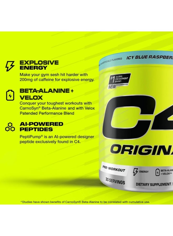 سيلوكور مسحوق C4 الأصلي قبل التمرين – نكهة الأزرق الجليدي، 30 حصة | مشروب طاقة خالي من السكر مع 150 ملغ كافيين، بيتا ألانين وفيتامين C – للرجال والنساء - Image 5