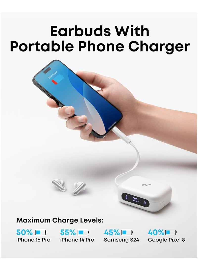 Soundcore P41i by Anker Adaptive Noise Cancelling Earbuds with Portable Phone Charger (Built-in USB-C Cable), 192-h Playtime, Immersive Sound, 6-Mic AI Calls, IPX5 Wireless Earbuds, Bluetooth 5.3 white - Image 2