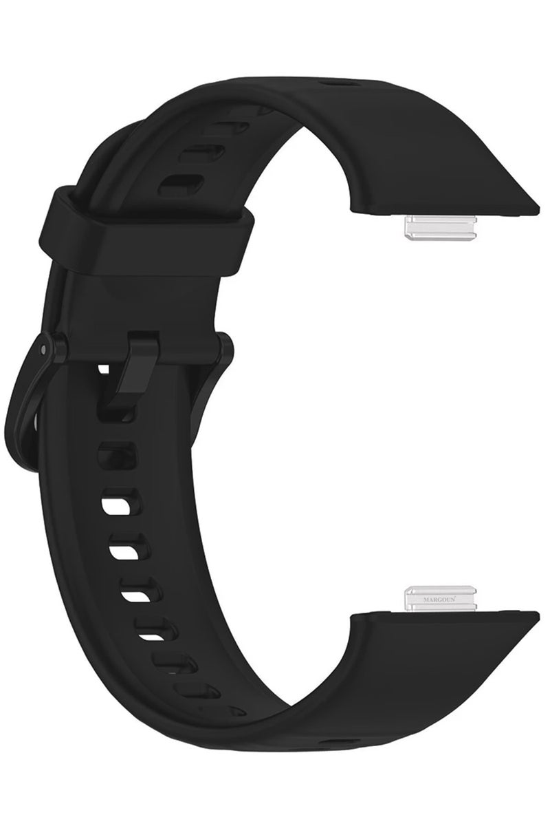 MARGOUN Wristband for Huawei Watch Fit 3/Fit 4/Fit 4 Pro Bands, Silicone Bracelet Quick Release Arm Band, Replacement Smartwatch Band Quick Release Sport Strap - Black - Image 1