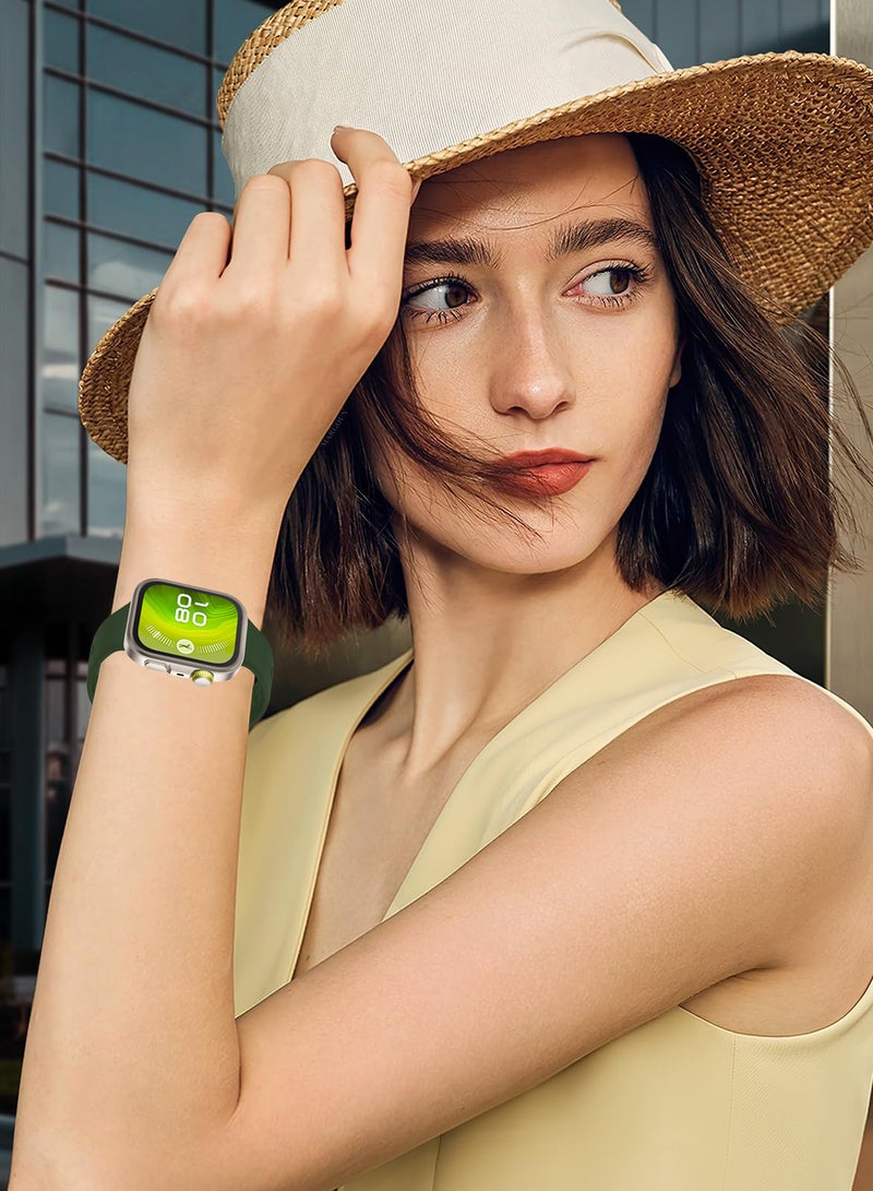 مارجون Wristband for Huawei Watch Fit 3/Fit 4/Fit 4 Pro Bands, Silicone Bracelet Quick Release Arm Band, Replacement Smartwatch Band Quick Release Sport Strap - Dark Green - Image 5