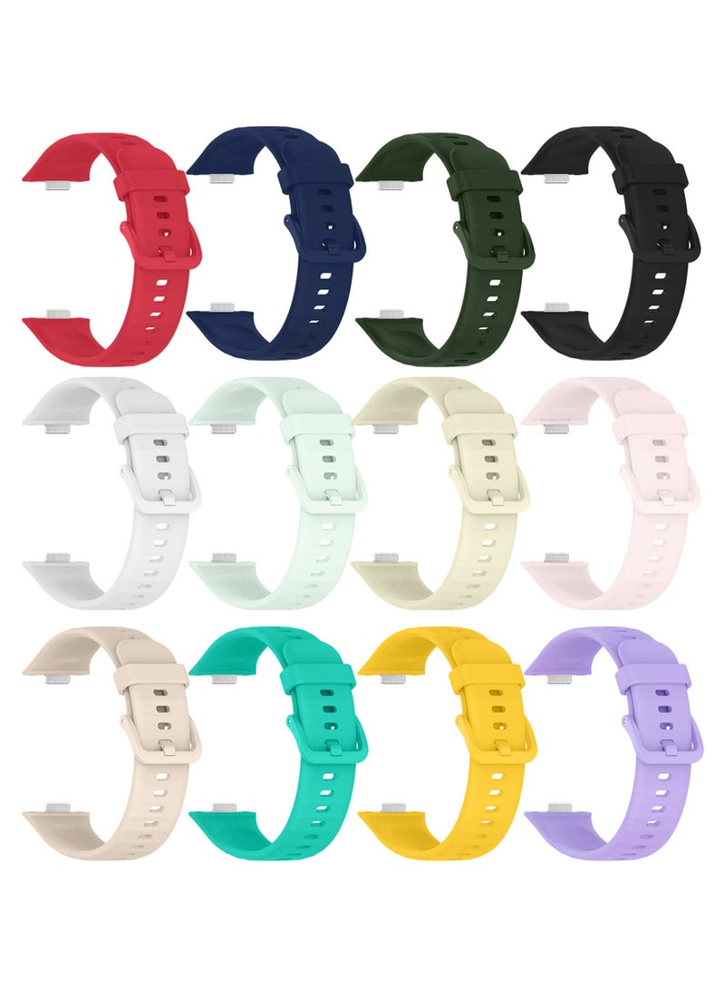 MARGOUN 12Packs Wristband for Huawei Watch Fit 3/Fit 4/Fit 4 Pro Bands, Silicone Bracelet Quick Release Arm Band, Replacement Smartwatch Band Quick Release Sport Straps - 12 Colours Multicolour-12 - Image 1