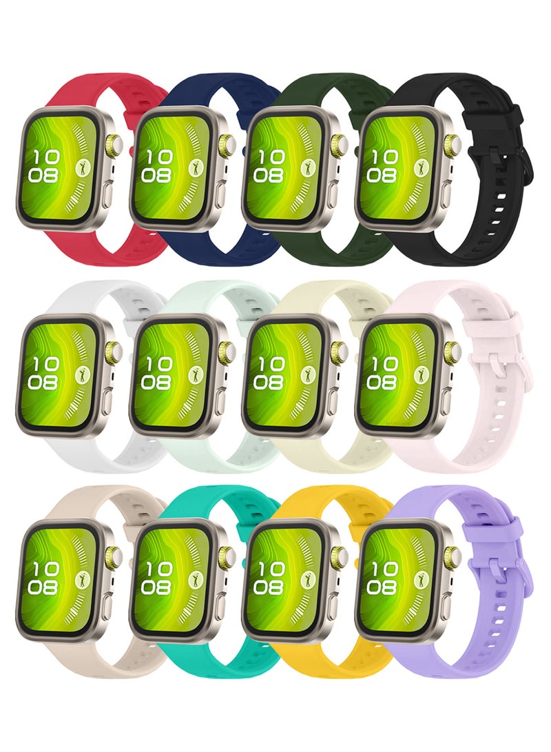 MARGOUN 12Packs Wristband for Huawei Watch Fit 3/Fit 4/Fit 4 Pro Bands, Silicone Bracelet Quick Release Arm Band, Replacement Smartwatch Band Quick Release Sport Straps - 12 Colours Multicolour-12 - Image 3
