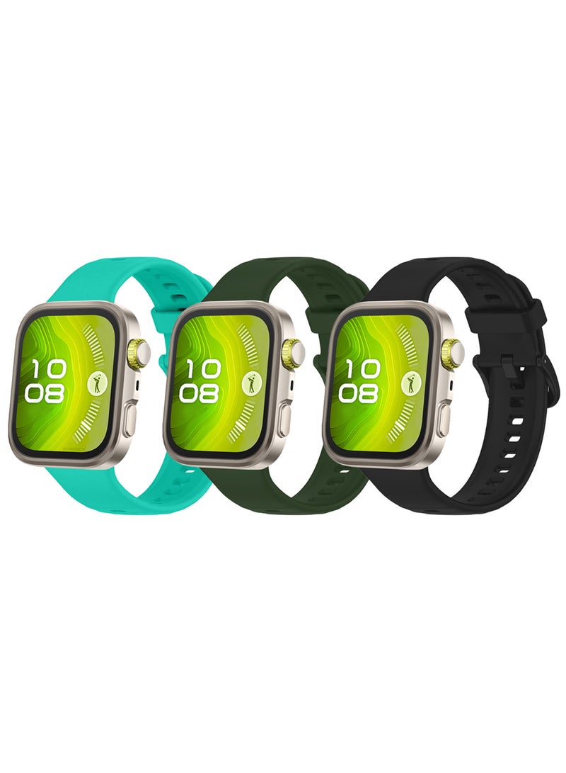 MARGOUN 3Packs Wristband for Huawei Watch Fit 3/Fit 4/Fit 4 Pro Bands, Silicone Bracelet Quick Release Arm Band, Replacement Smartwatch Band Quick Release Sport Straps - 3 Colours Multicolour-32 - Image 3