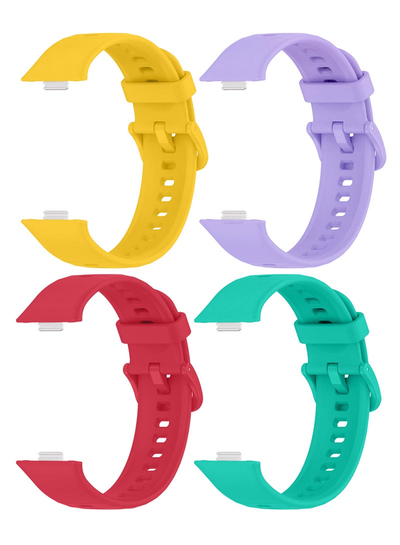 مارجون 4Packs Wristband for Huawei Watch Fit 3/Fit 4/Fit 4 Pro Bands, Silicone Bracelet Quick Release Arm Band, Replacement Smartwatch Band Quick Release Sport Straps - 4 Colours Multicolour-43 - Image 1