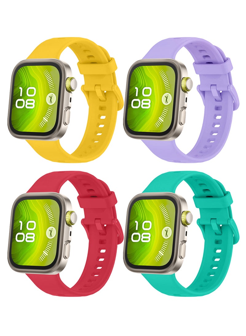 مارجون 4Packs Wristband for Huawei Watch Fit 3/Fit 4/Fit 4 Pro Bands, Silicone Bracelet Quick Release Arm Band, Replacement Smartwatch Band Quick Release Sport Straps - 4 Colours Multicolour-43 - Image 3