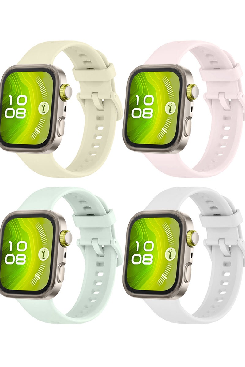 MARGOUN 4Packs Wristband for Huawei Watch Fit 3/Fit 4/Fit 4 Pro Bands, Silicone Bracelet Quick Release Arm Band, Replacement Smartwatch Band Quick Release Sport Straps - 4 Colours Multicolour-44 - Image 3