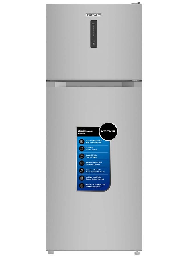 Krome Inverter Double Door Refrigerator, 600L Capacity, Total No Frost, Multi Air Flow, LED Display, Twist Ice Maker, Door Alarm, Humidity-Controlled Crisper KR-RFF600MII Silver - Image 1