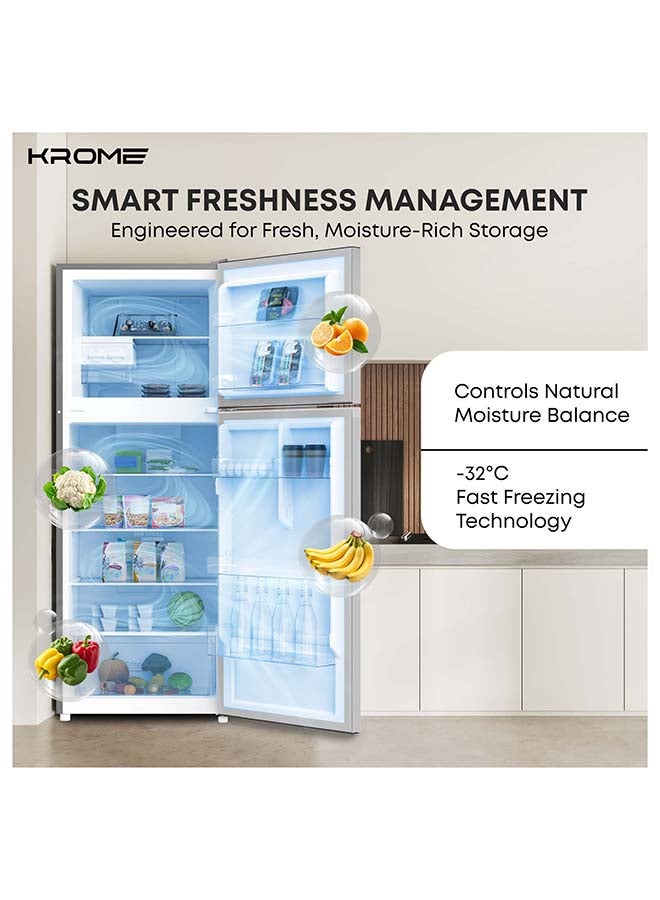 Krome Inverter Double Door Refrigerator, 600L Capacity, Total No Frost, Multi Air Flow, LED Display, Twist Ice Maker, Door Alarm, Humidity-Controlled Crisper KR-RFF600MII Silver - Image 3