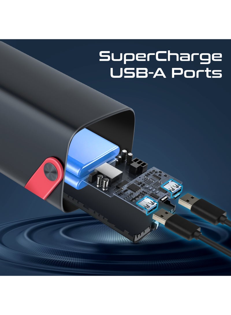 بروميت Promate Power Bank, 100W USB-C PD Fast Charging, 4 Outputs, 3 Inputs, Solar DC, Lightning, Digital Display, LED Light Portable Charger PowerMine-80Pro black - Image 5