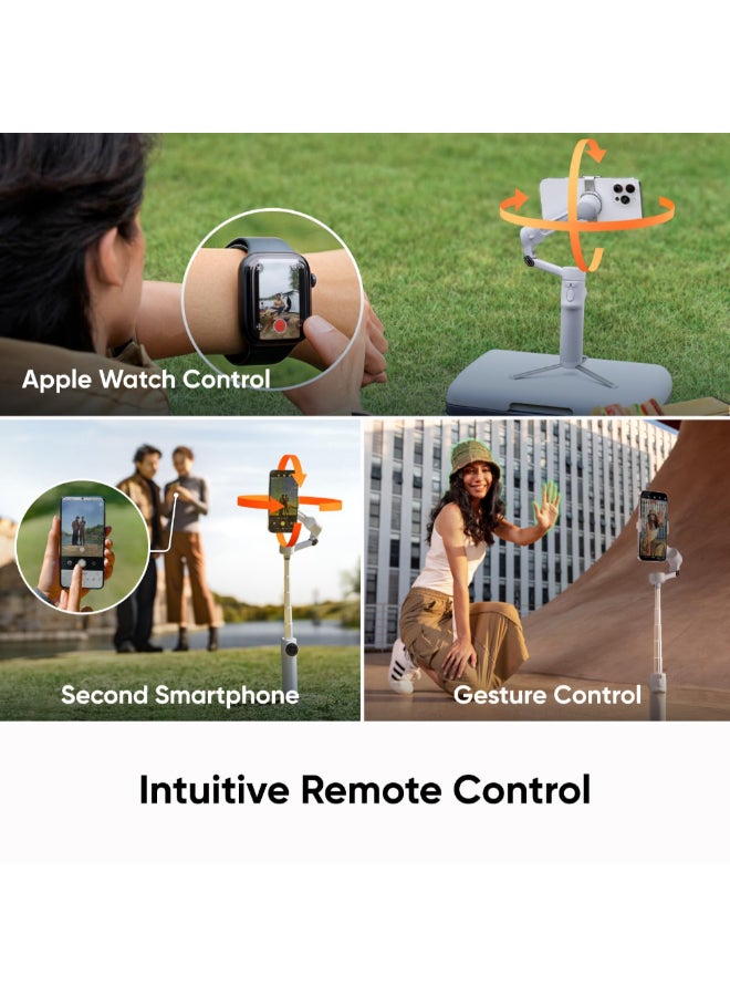 Insta360 Flow 2 Gimbal Standard Bundle | Handheld Gimbal + Selfie Stick + Tripod + Power Bnks, Gesture Control, Face Tracking, for Livestreamers, Bloggers, Video Calls, for Android and iOS - Grey - Image 5