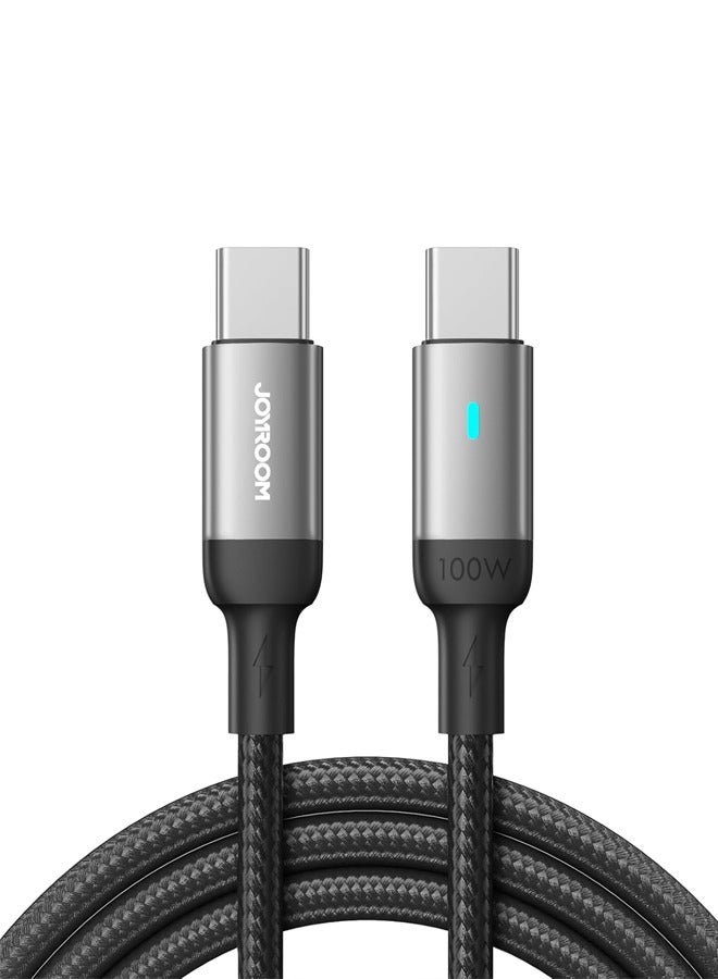 جوي روم Joyroom 100W USB-C to USB-C Fast Charging Cable – 1.2M Extraordinary Series – Braided Nylon – Metal Housing Black - Image 1