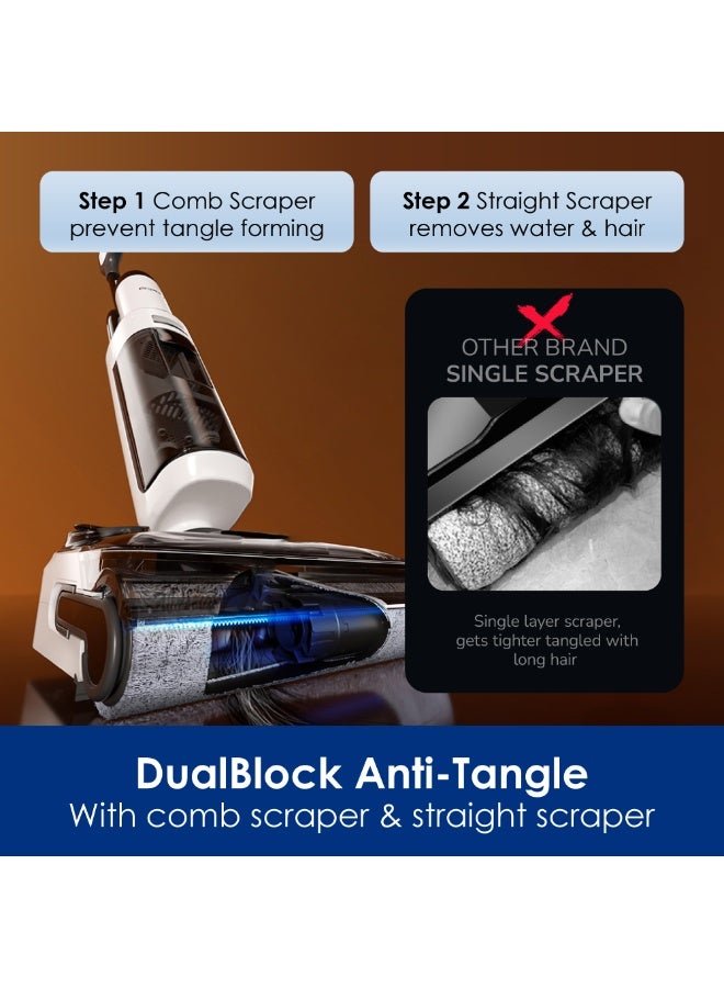 Tineco Floor One S6 Stretch Pro - HyperStretch 180° Lay-Flat & 13cm Compact Design, 3-Chamber Dirty Water Separation, Enhanced Flexibility & FlashDry Self-Cleaning System 0.8 L 230 W FW420700ID White - Image 2