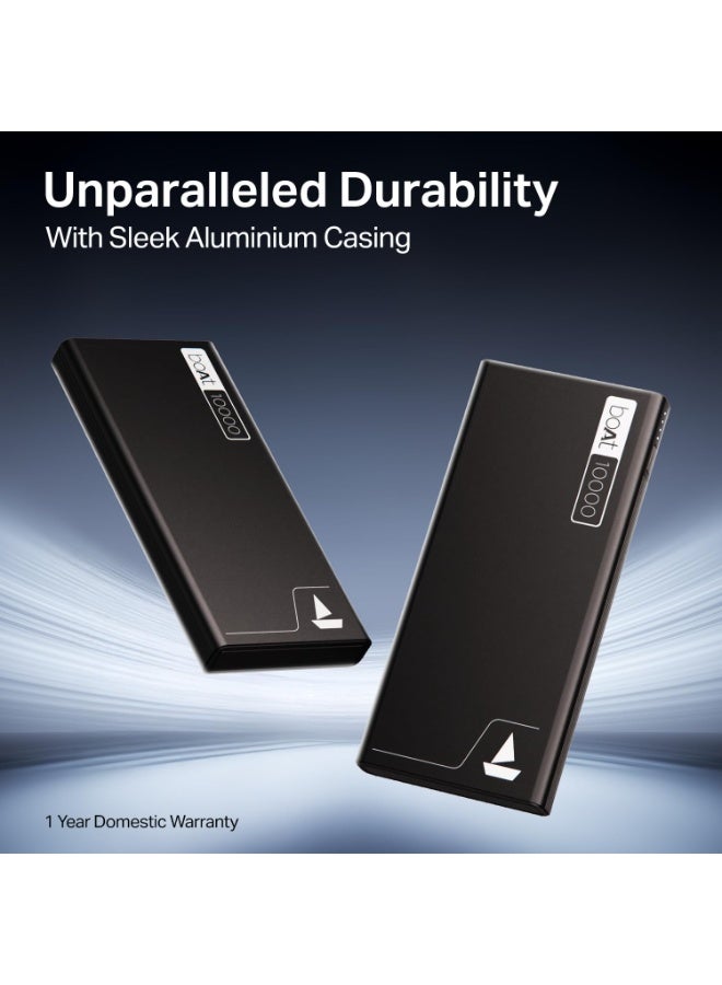 boAt 10000 mAh boAt Energyshroom PB300 Powerbank with 10000mAh Battery, 22.5w Fast Charging, 12-Layer Smart IC Protection, LED Indicators and Aluminum Alloy Casing USB Type-C Input (Carbon Black) Black - Image 2