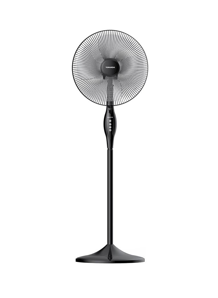 تورنيدو Pedestal Stand Fan, 16 inch, Oscillation Directions, 3 Speed Levels & Adjustable Height, 4 Blades, Best for Home & Office 220 W TSF-16W Black