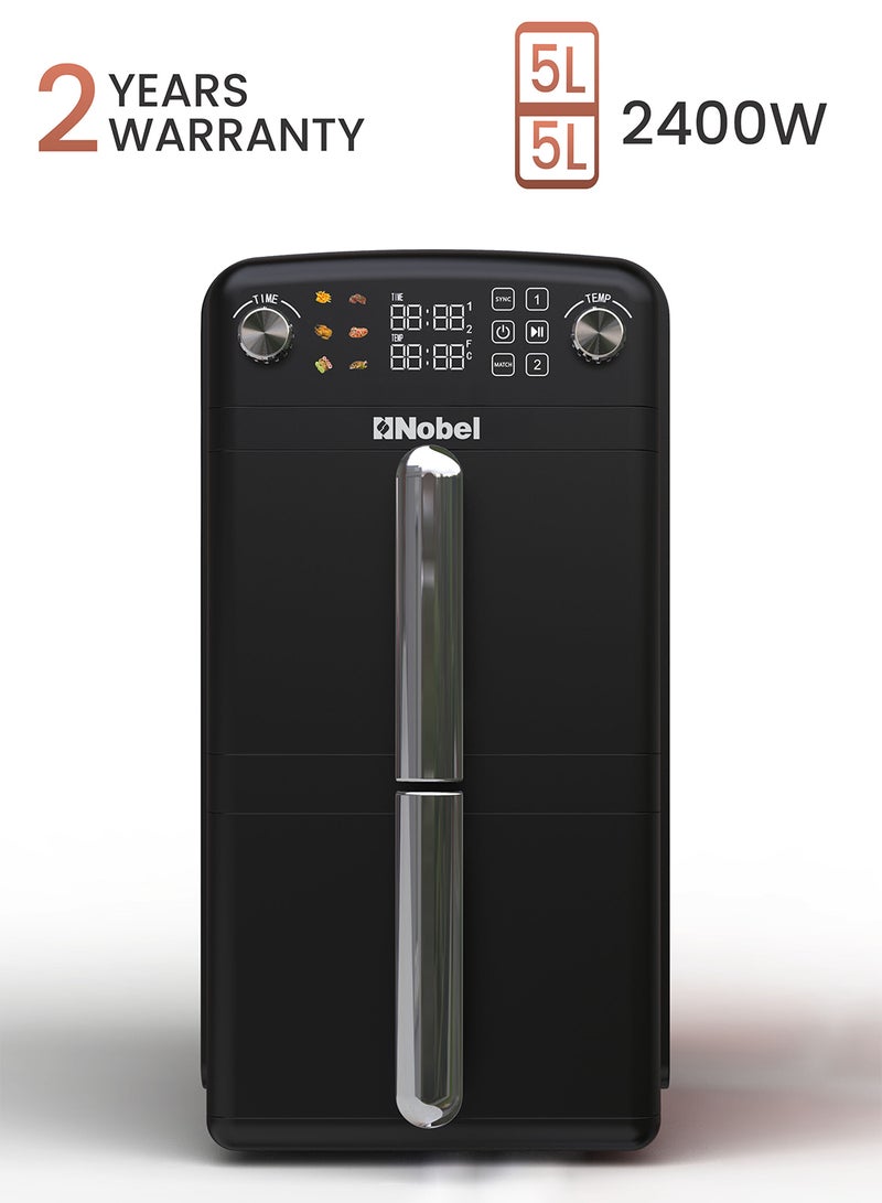 نوبل قلاية هوائية رقمية مزدوجة الدرج 10 لتر 2200 واط مع شاشة LED، وظائف التزامن والمطابقة – NAF1201 - Image 1