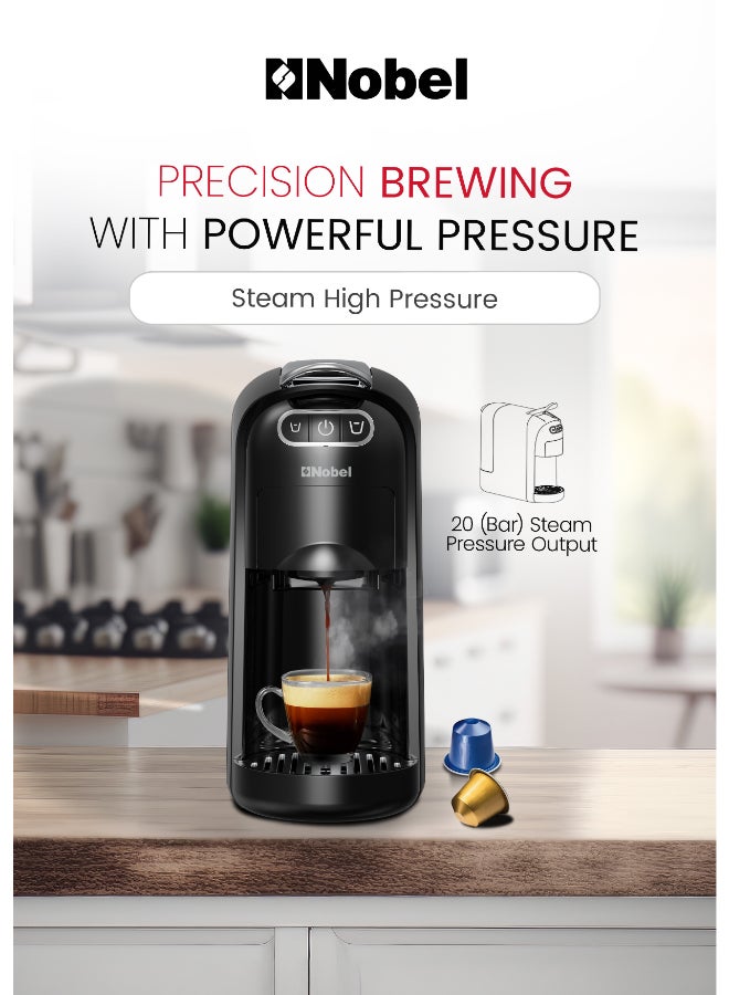 Nobel Multi-Capsule Coffee Machine 1400W Compatible with Nespresso, Dolce Gusto & Ground Coffee, 700ml Tank, Fast Heating in 40 Seconds - NCM35C 700 ml 1400 W NCM35C black - Image 2