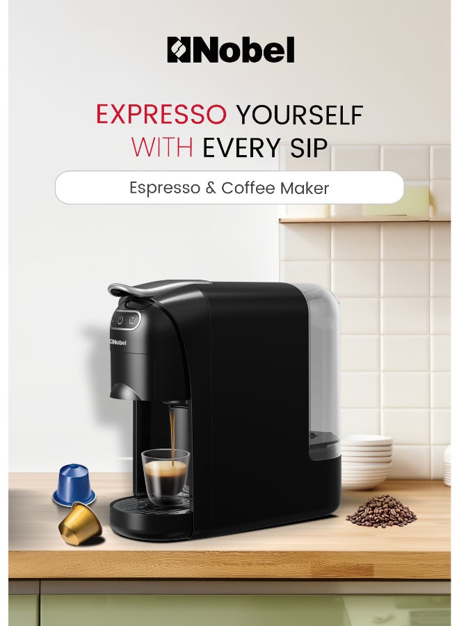 Nobel Multi-Capsule Coffee Machine 1400W Compatible with Nespresso, Dolce Gusto & Ground Coffee, 700ml Tank, Fast Heating in 40 Seconds - NCM35C 700 ml 1400 W NCM35C black - Image 4