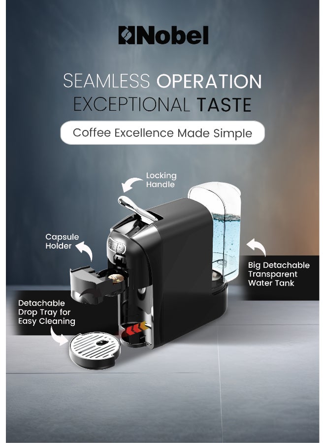 Nobel Multi-Capsule Coffee Machine 1400W Compatible with Nespresso, Dolce Gusto & Ground Coffee, 700ml Tank, Fast Heating in 40 Seconds - NCM35C 700 ml 1400 W NCM35C black - Image 5