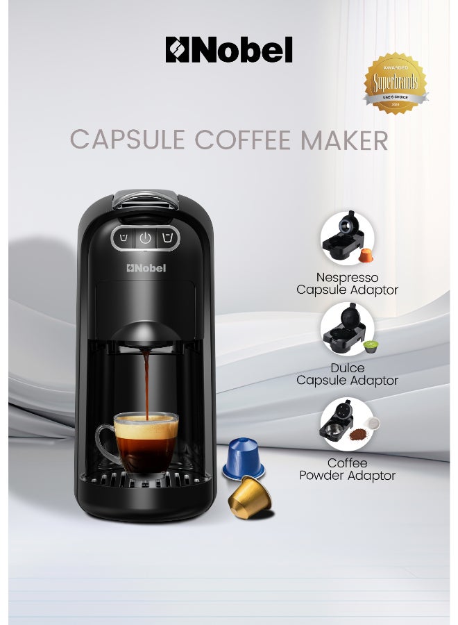 Nobel Multi-Capsule Coffee Machine 1400W Compatible with Nespresso, Dolce Gusto & Ground Coffee, 700ml Tank, Fast Heating in 40 Seconds - NCM35C 700 ml 1400 W NCM35C black - Image 1