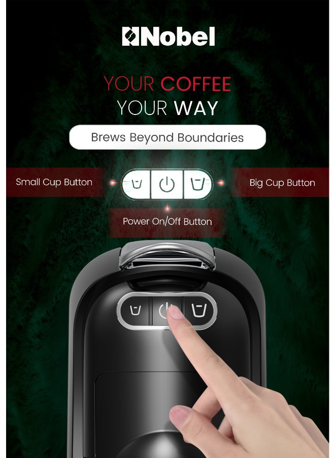 Nobel Multi-Capsule Coffee Machine 1400W Compatible with Nespresso, Dolce Gusto & Ground Coffee, 700ml Tank, Fast Heating in 40 Seconds - NCM35C 700 ml 1400 W NCM35C black - Image 3