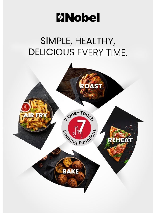 Nobel 4L Digital Air Fryer 1400W with 7 Preset Cooking Functions, Non-Stick Pot & Tray, LED Display, Temperature Control 80–200°C – (1 Year Warranty) 4 L 1400 W NAF501 black - Image 3
