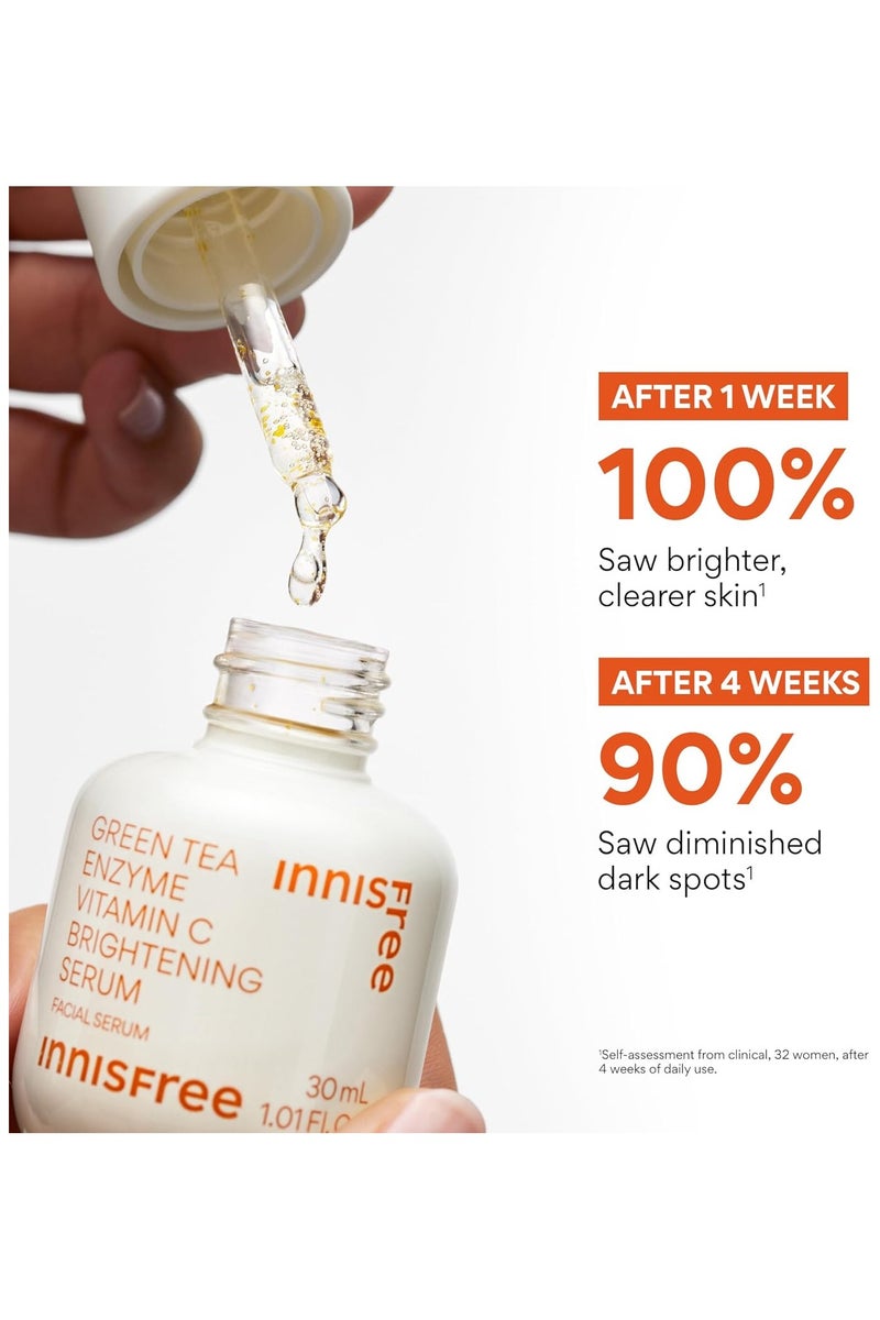 إنِّسفري سيروم فيتامين سي إنزيم الشاي الأخضر لتفتيح البقع الداكنة، سيروم وجه كوري للتألق - Image 2