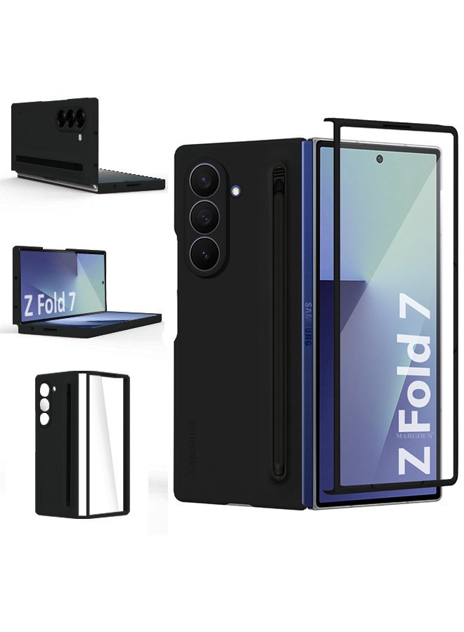مارجون Case Cover and S Pen for Samsung Galaxy Z Fold 7, Slim Case with Built-in Compact S Pen, Holder and Storage Slot for Pen black - Image 1