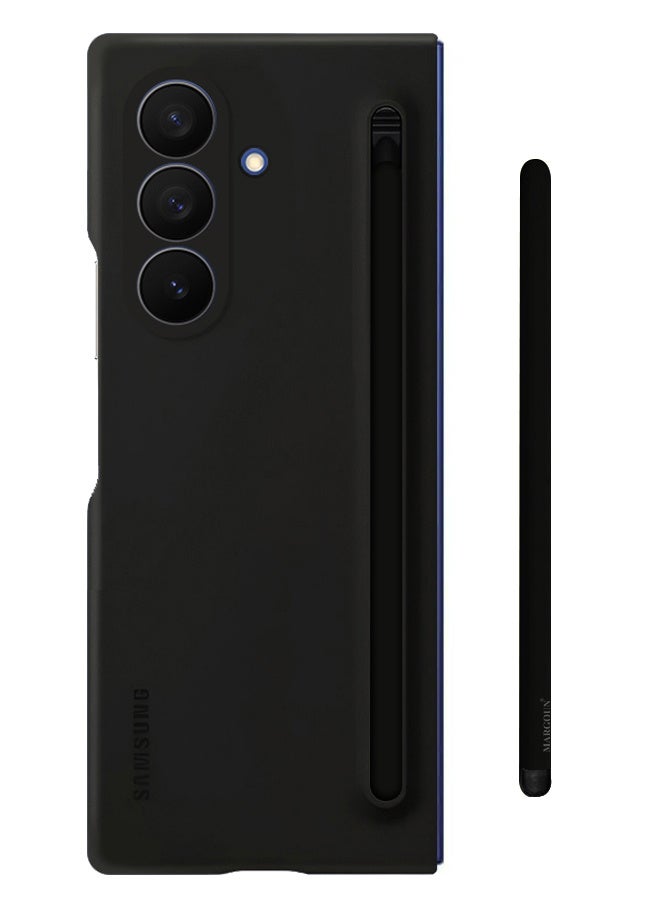 مارجون Case Cover and S Pen for Samsung Galaxy Z Fold 7, Slim Case with Built-in Compact S Pen, Holder and Storage Slot for Pen black - Image 3