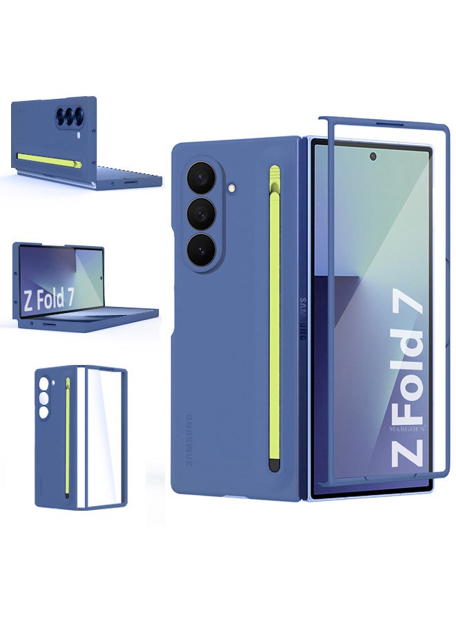 مارجون Case Cover and S Pen for Samsung Galaxy Z Fold 7, Slim Case with Built-in Compact S Pen, Holder and Storage Slot for Pen blue - Image 1