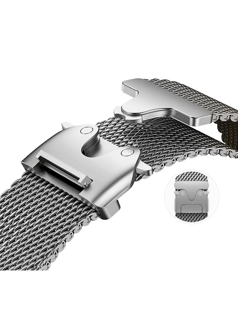 MARGOUN Milanese Loop for Apple Watch Band Ultra 2 Band Ultra 49mm 46mm 45mm 44mm, Parachute-Style Buckle Stainless Steel Mesh Metal Band for iWatch Series 10-1 SE silver - Image 3
