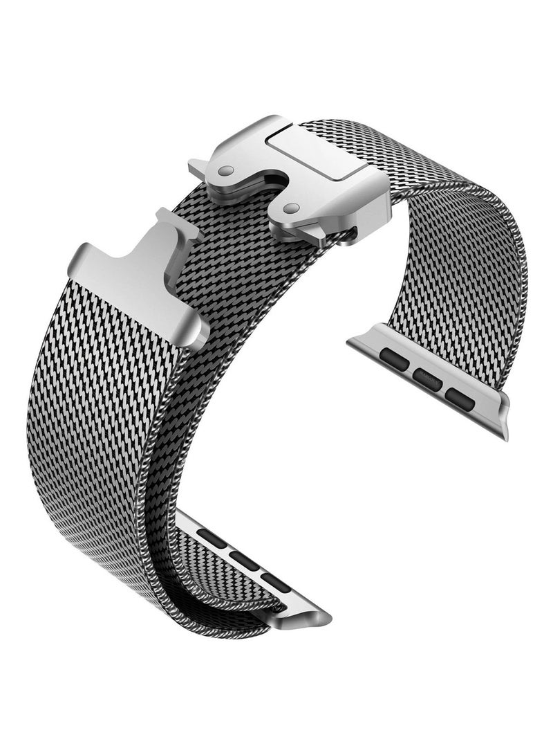 MARGOUN Milanese Loop for Apple Watch Band Ultra 2 Band Ultra 49mm 46mm 45mm 44mm, Parachute-Style Buckle Stainless Steel Mesh Metal Band for iWatch Series 10-1 SE silver - Image 5