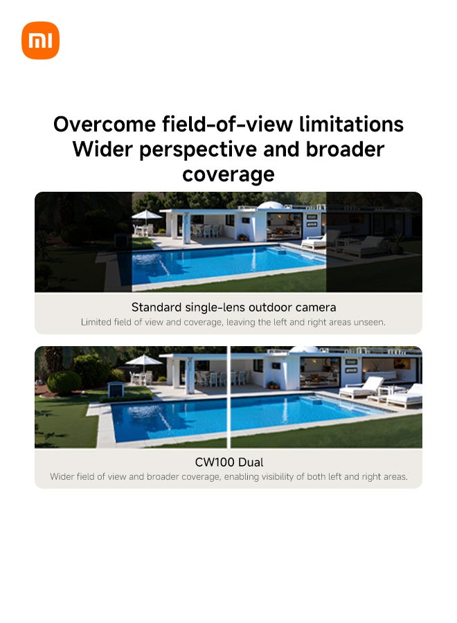 Xiaomi Outdoor Camera CW100 Dual | 3MP+3MP Dual Lenses | Color Night Vision | AI Human and Vehicle Detection | IP66 Water and Dust Resistant - Image 3