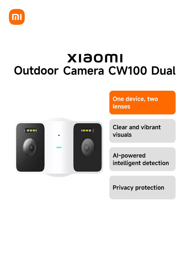 Xiaomi Outdoor Camera CW100 Dual | 3MP+3MP Dual Lenses | Color Night Vision | AI Human and Vehicle Detection | IP66 Water and Dust Resistant - Image 1