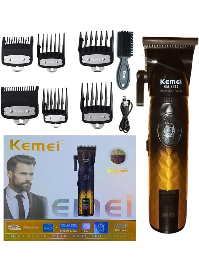 Kemei KM-1782 Professional Shaver Metal Body Black DLC Blades 2 Turbo Speeds - Image 1