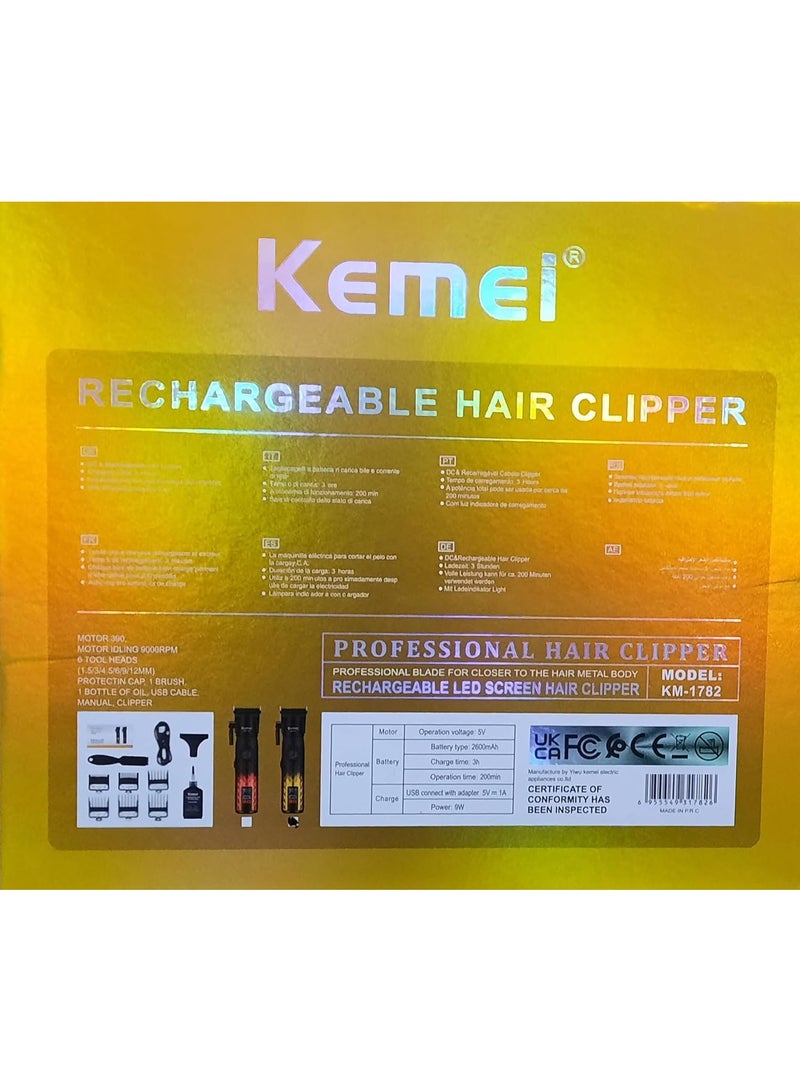 Kemei KM-1782 Professional Shaver Metal Body Black DLC Blades 2 Turbo Speeds - Image 3