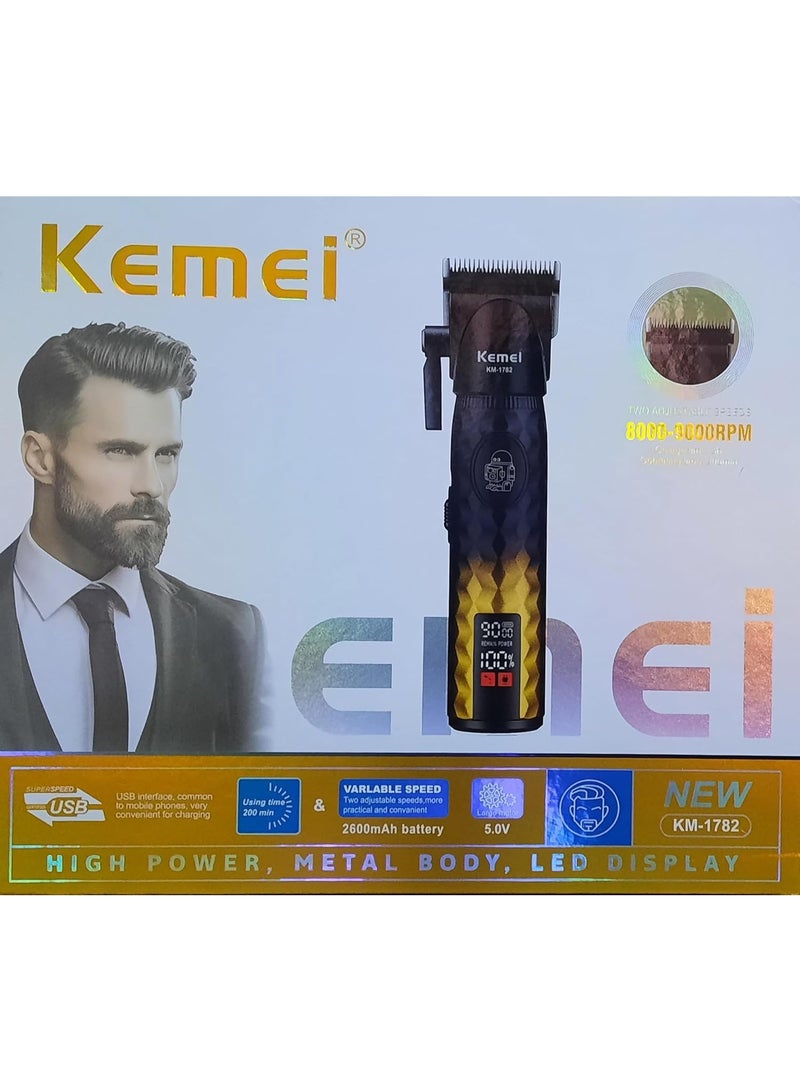 Kemei KM-1782 Professional Shaver Metal Body Black DLC Blades 2 Turbo Speeds - Image 4